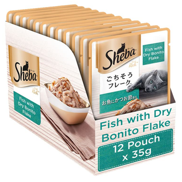 Sheba Fish With Dry Bonito Flakes 35 G (Pack Of 12) - Ecom Pack